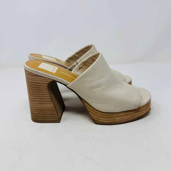 Dolce Vita Lukas Leather Peep Toe Slip-On Platform Block Heel Sandals Size 8.5 - Picture 8 of 14